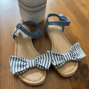 Wonder Nation Girls Sandals Blue/White Bow sz 2
